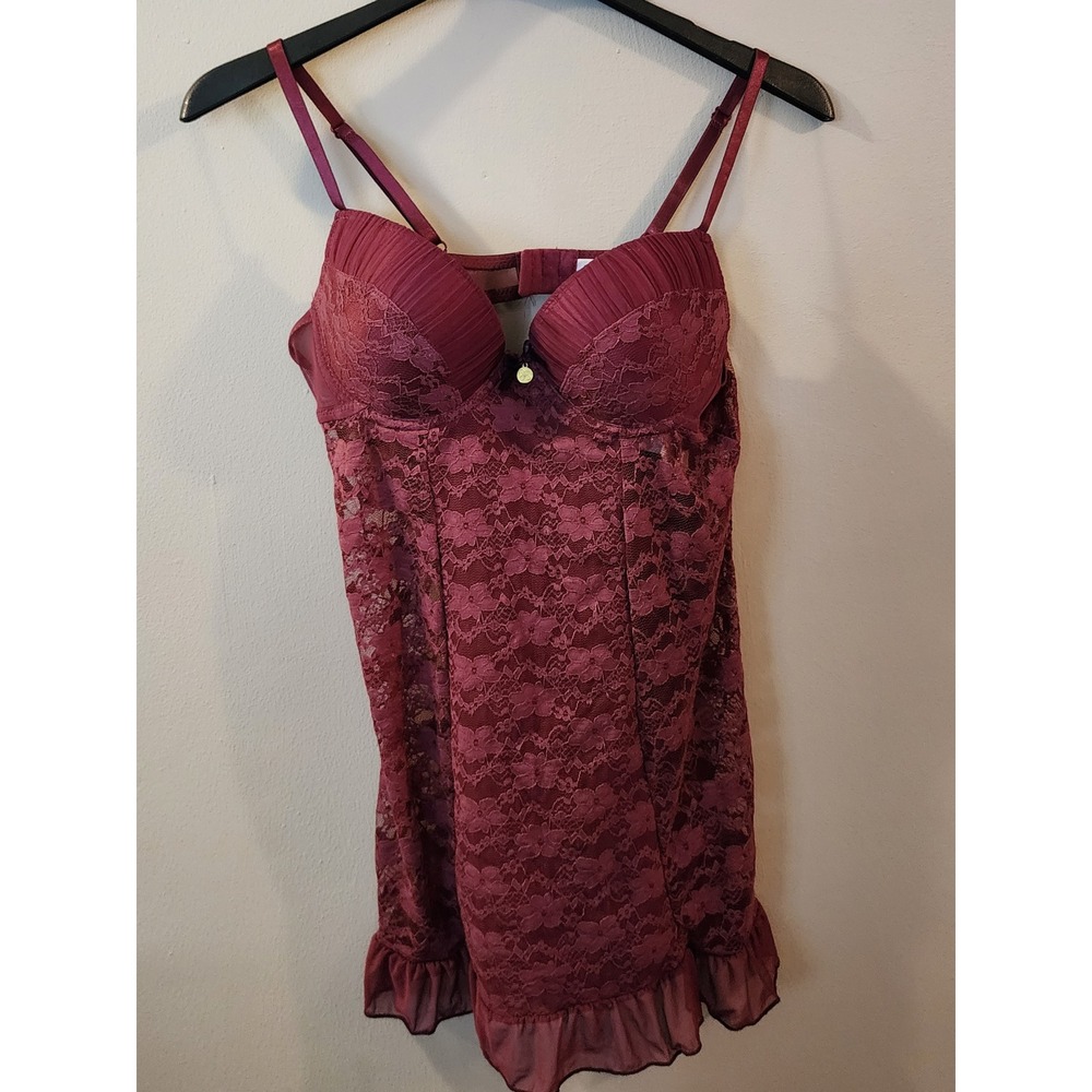 Jessica Simpson Chemise Women Medium Violet Quartz NWT Lace Ruffle Babydoll